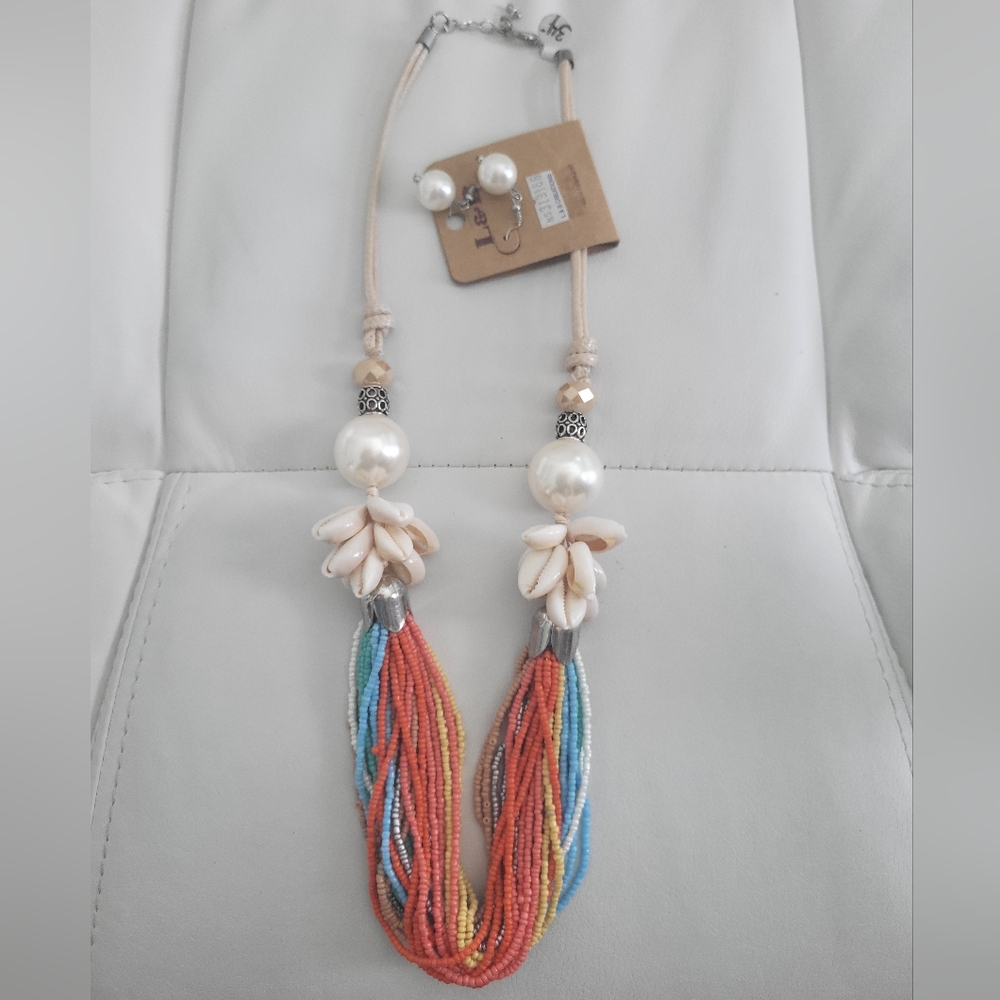 Colorful Beaded Necklace and Earring Set